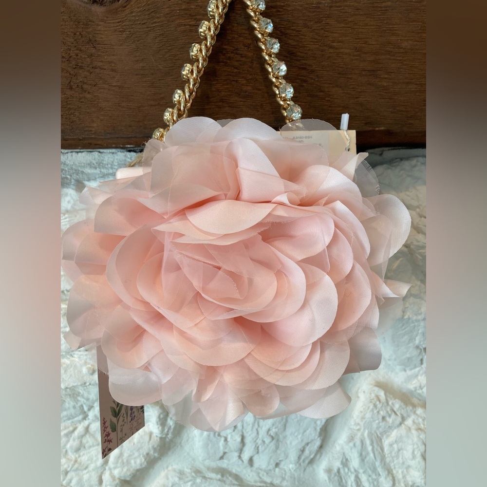 Badgley Mischka NWT Jewel Badgley Mischka ruffle box clutch- blush tone